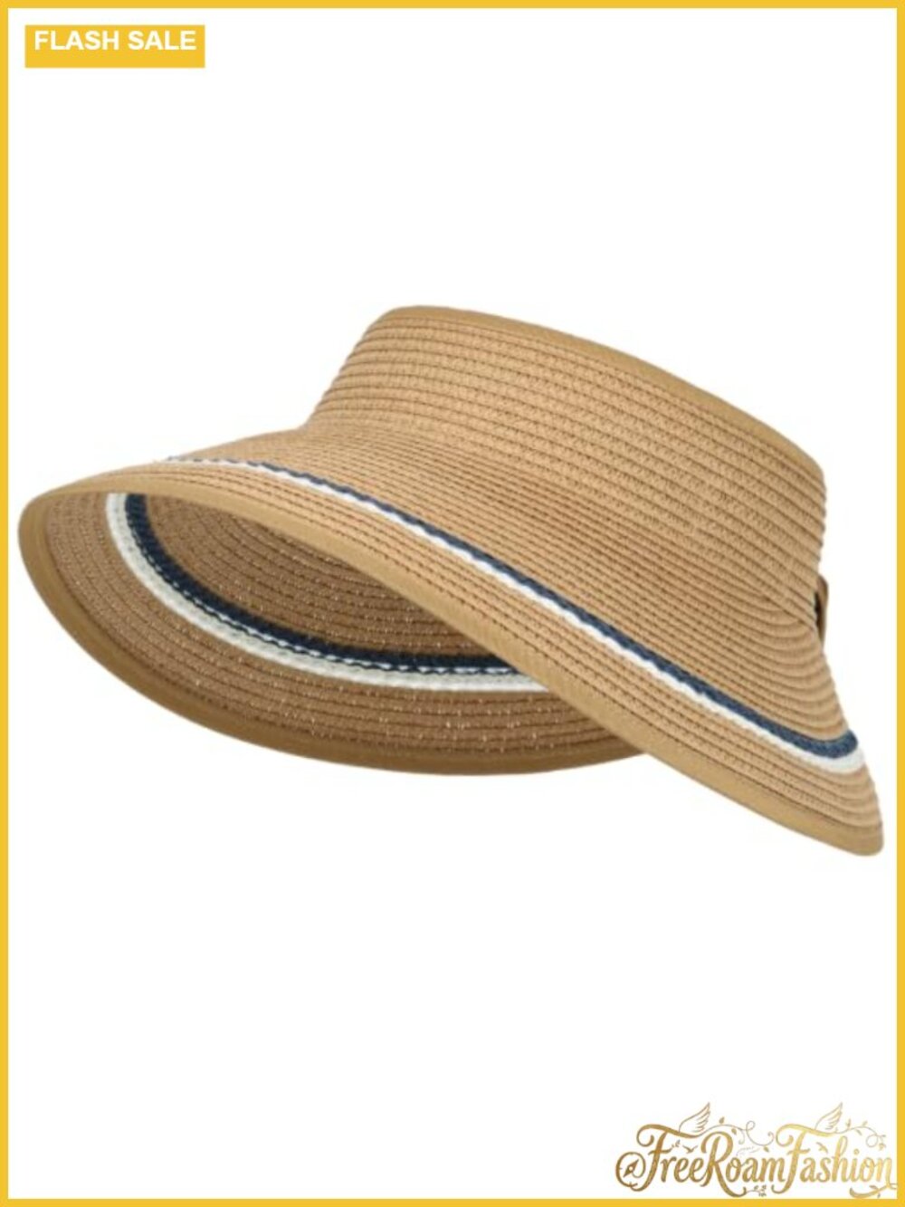 Packable Straw Sun Visor Hat UPF 50+ Wide Brim Ponytail Beach Travel